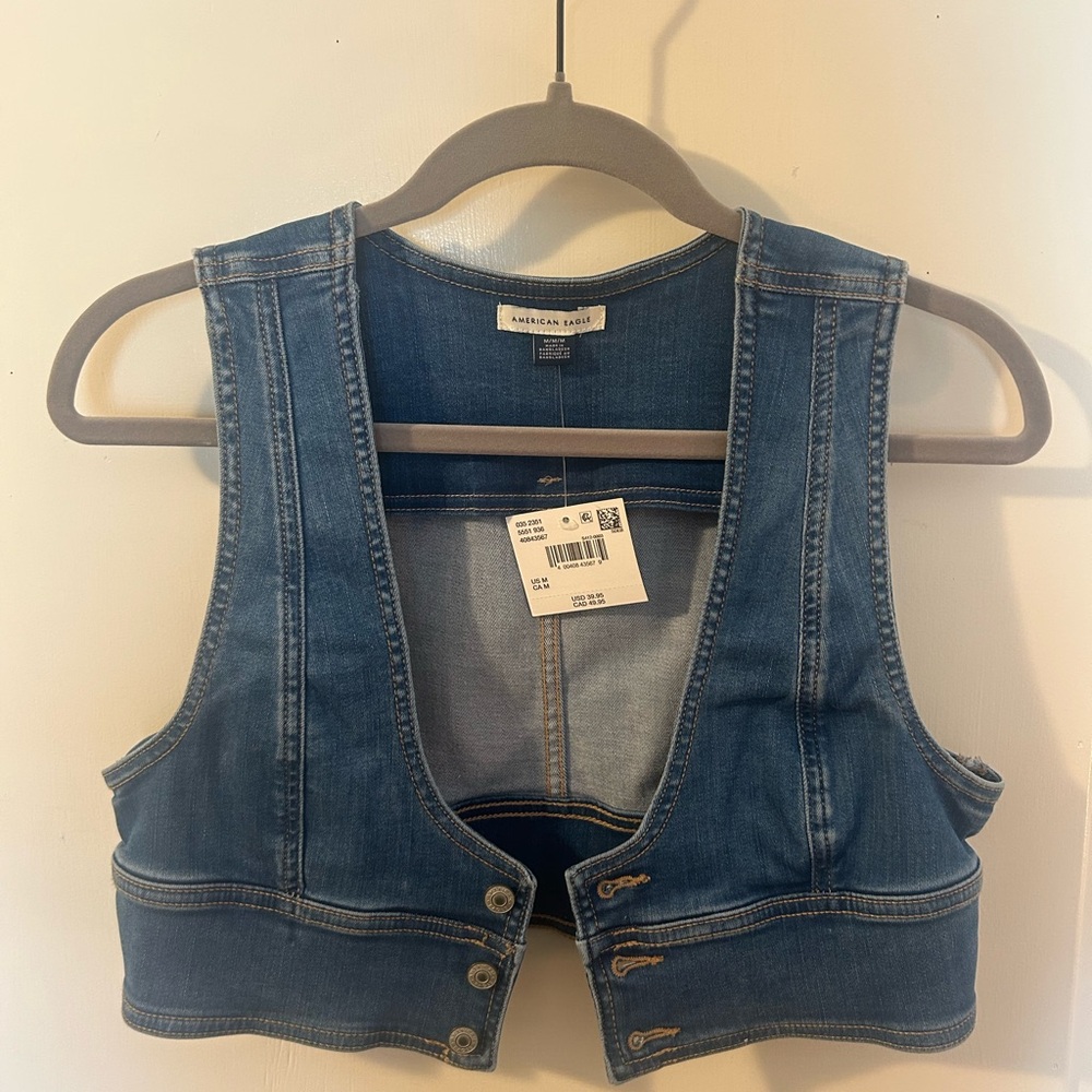 American Eagle Outfitters Blue Denim Vest